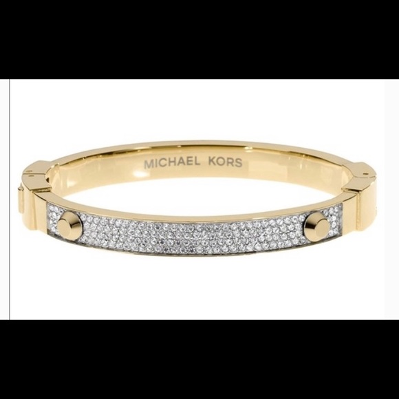 MICHAEL KORS Gold Tone Pavel Encrusted Crystal Hinge Bangle - Picture 5 of 5